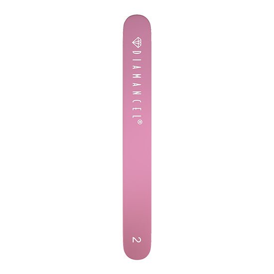 pink back side of the Diamancel nail file 2 designed to file the natural nails of average thickness, in regular size 18 cm