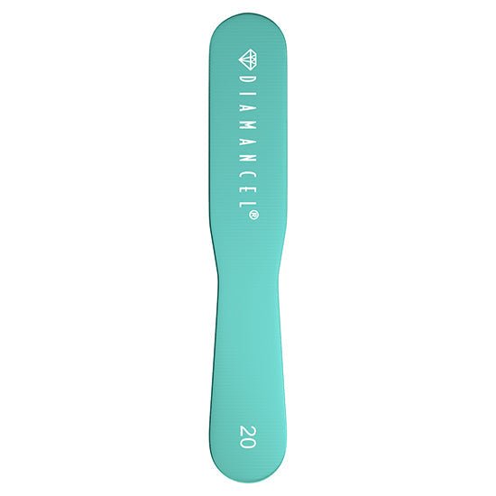Turquoise back of Diamancel foot rasp 20 coarse grit designed to file calluses easily. Efficiente and safe pedicure tool.