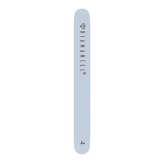Back side of the Diamancel sculptured acrylic nails file 4 extra coarse real diamond grit 80. A durable, powerful, safe and sanitary manicure tool. Regular size 18 cm