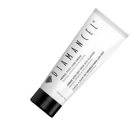 Front view of the Diamancel herbal foot care cream in tube of 90 ml. Diamancel Europe